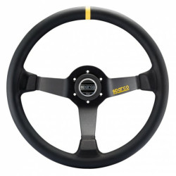 Volant Sparco R345 Tulipé 63 mm – Cuir Noir Retourné – Branches Noires