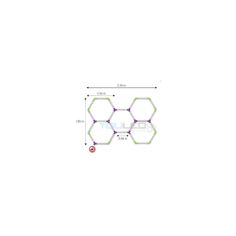 Eclairage LED pour garage 5 hexagones