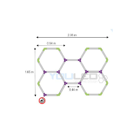 Eclairage LED pour garage 5 hexagones