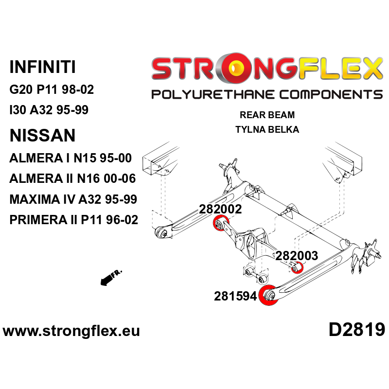 282002A: Rear beam wishbone bush SPORT