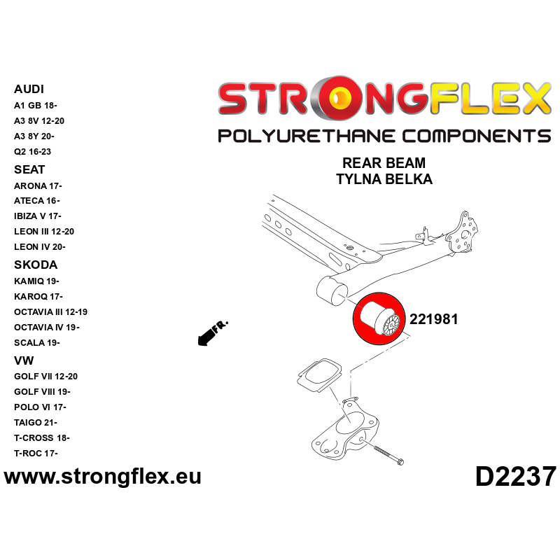 221981A: Rear beam bush SPORT