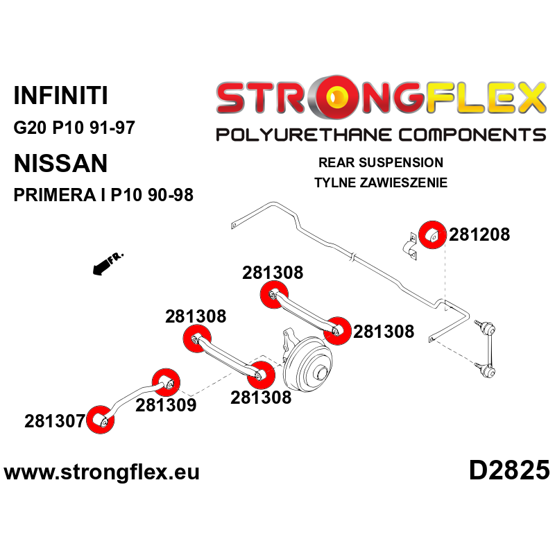 286230A: Rear suspension bush kit SPORT