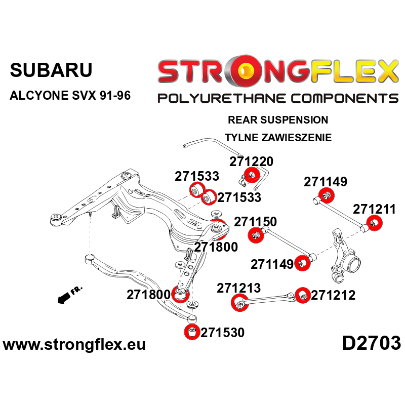 276251A: Rear subframe bush kit SPORT