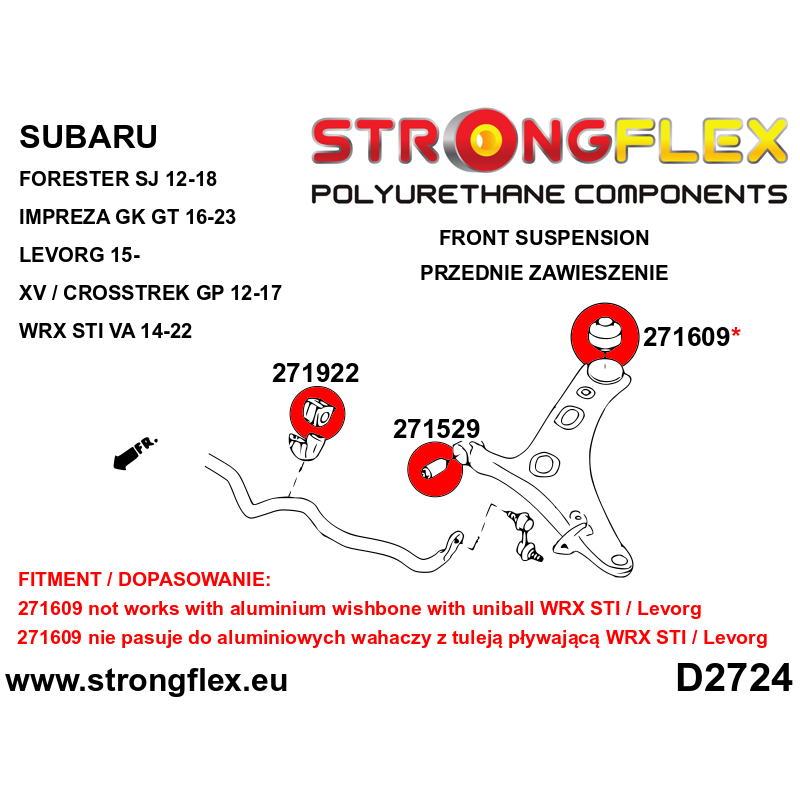 276250B: Front suspension bush kit