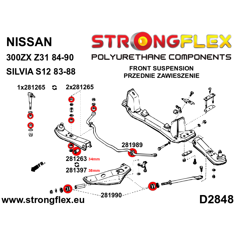 286226A: Front suspension bush kit SPORT