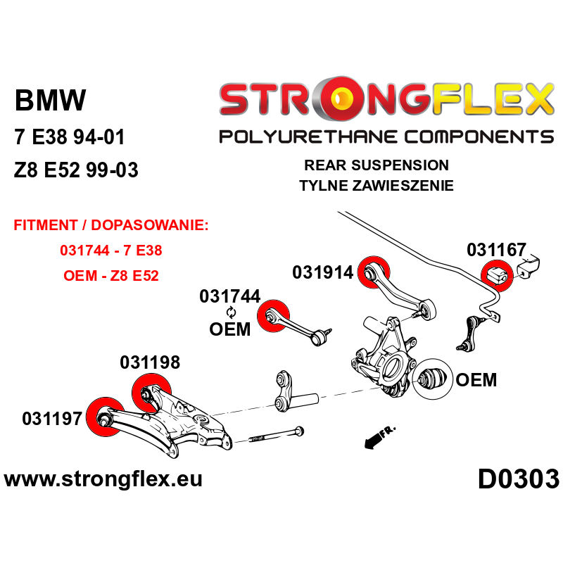036132B: Full suspension polyurethane bush kit