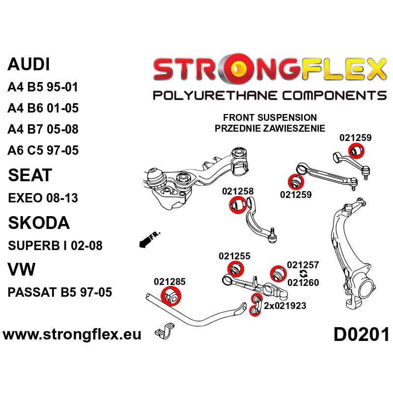 026281A: Front suspension and ream beam bush kit SPORT
