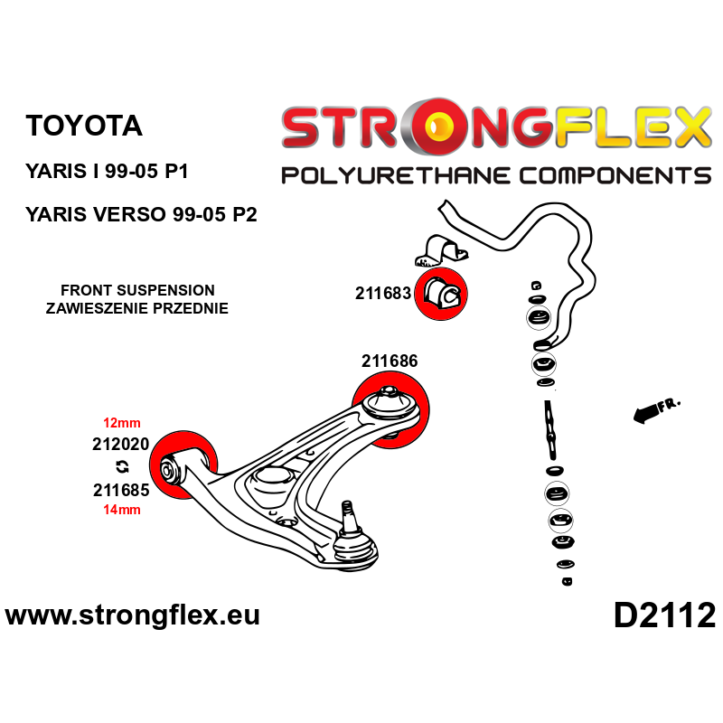 211683A: Front anti roll bar bush SPORT