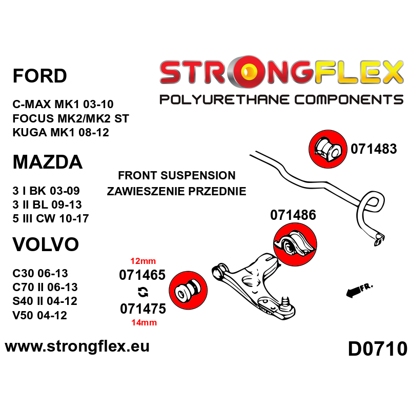 076160B: Front suspension bush kit