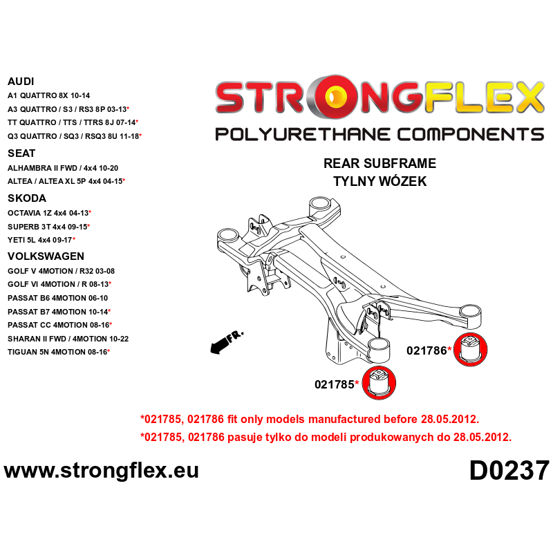 026273A: Rear subframe bush kit SPORT - before 28.05.2012