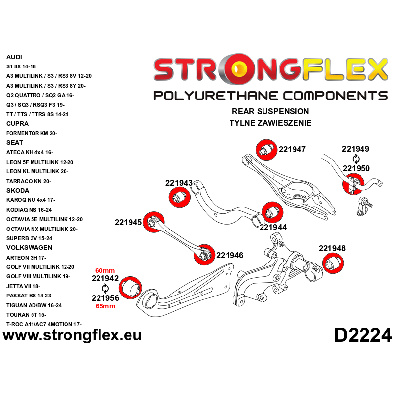 226228A: Full suspension bush kit SPORT