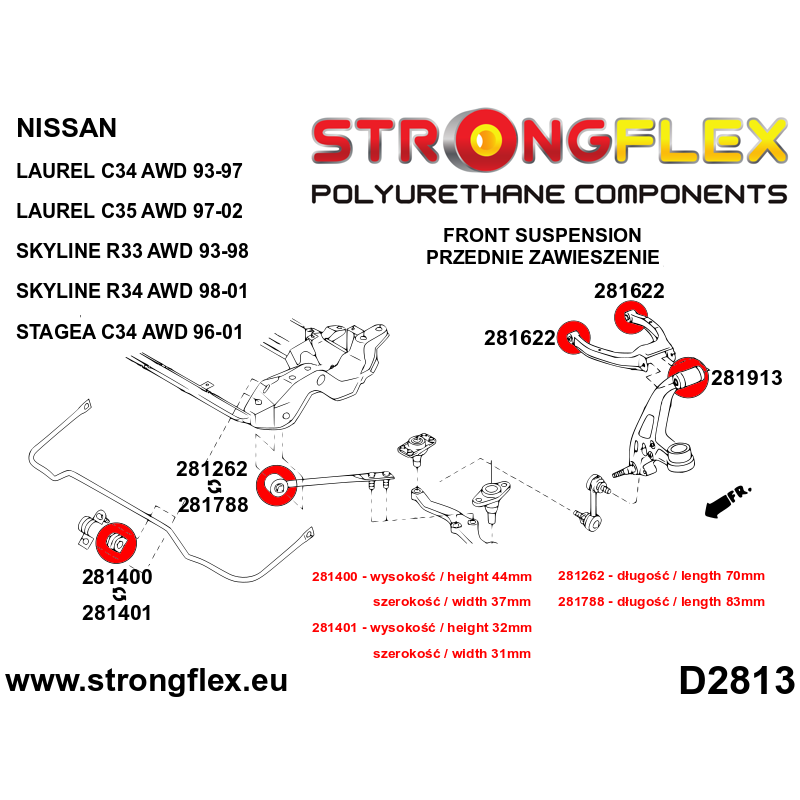 286204B: Full suspension bush kit R33 R34 AWD