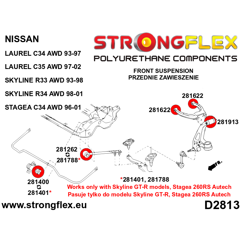 286204A: Full suspension bush kit R33 R34 AWD SPORT