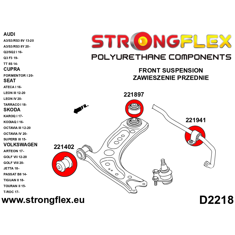 226226B: Front suspension bush kit