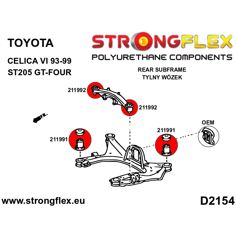 216271A: Rear subframe bush kit SPORT