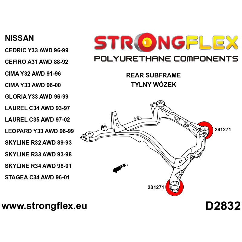 281271B: Rear beam mounting bush AWD