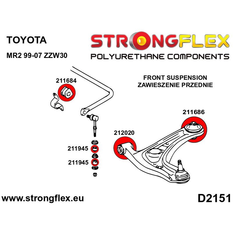 211945B: Front anti roll bar link bush
