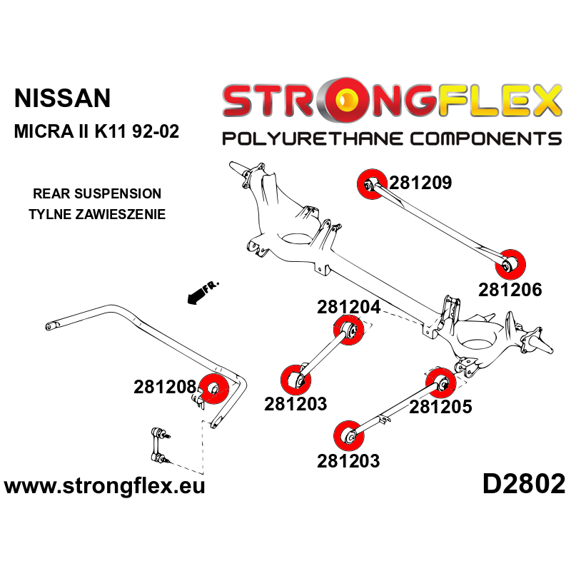 286056B: Rear suspension bush kit