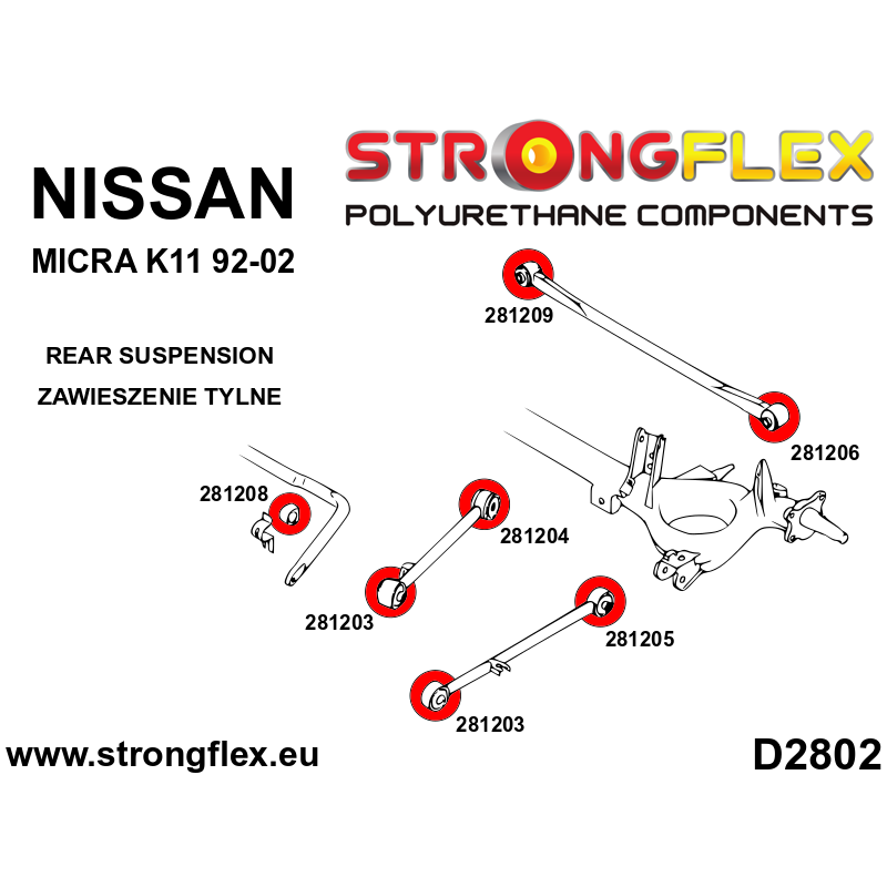286056A: Rear suspension bush kit SPORT