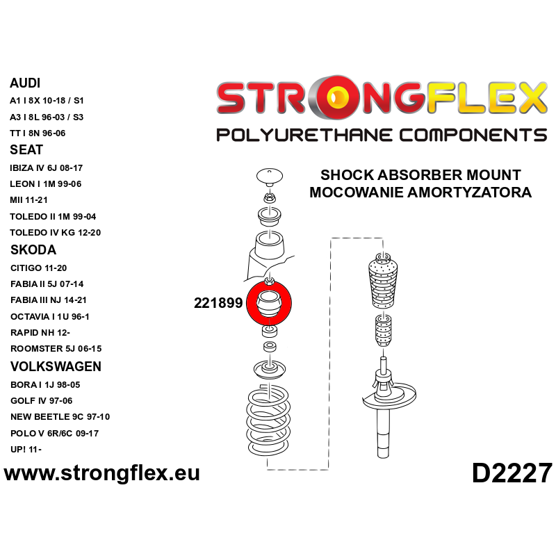 221899A: Front shock top mount bush SPORT