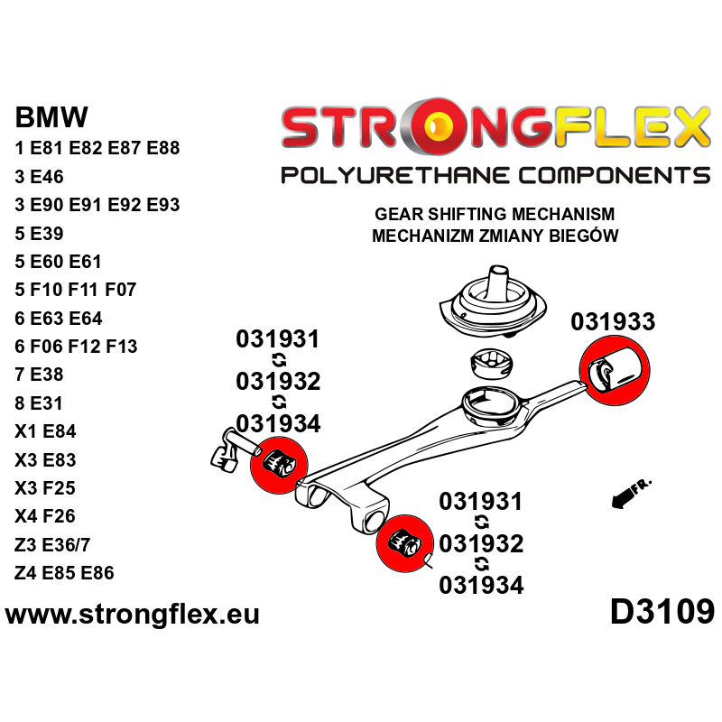 031932A: Shift arm - front bush (oval) 19mm SPORT
