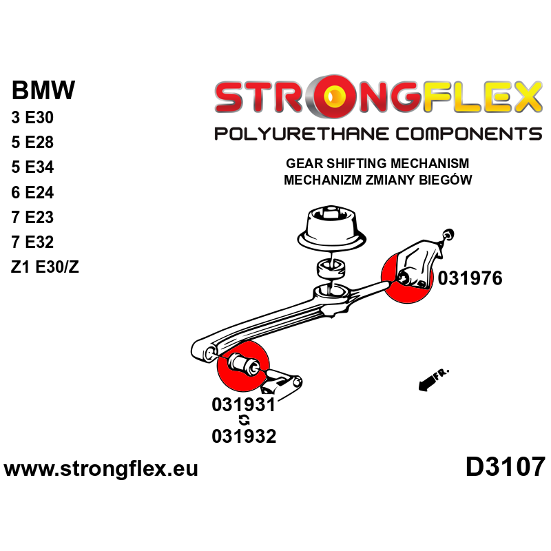 031931A: Shift arm - front bush (round) SPORT