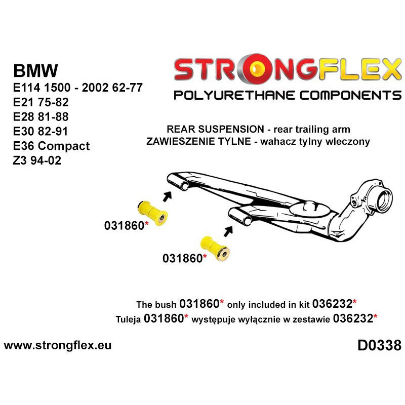 036232A: Rear trailing arm bush kit eccentric SPORT