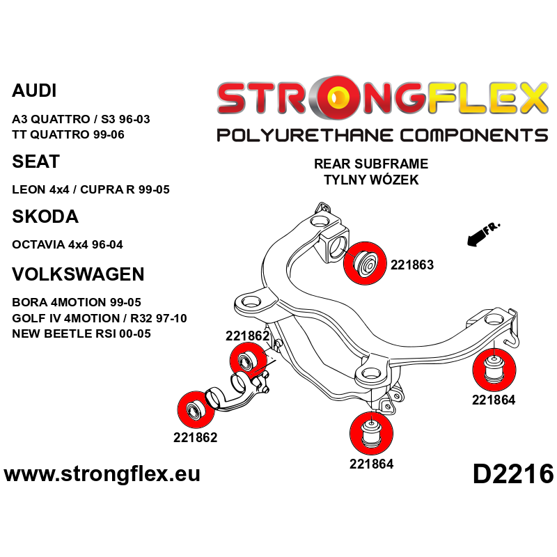 221862A: Rear diff mount - front bush SPORT