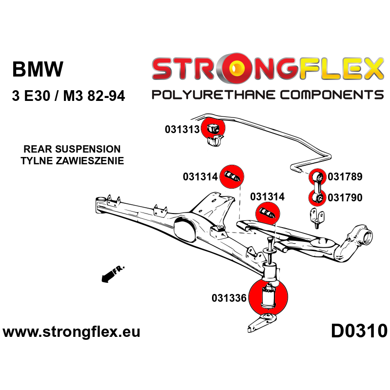 031790A: Rear anti roll bar link to arm bush SPORT
