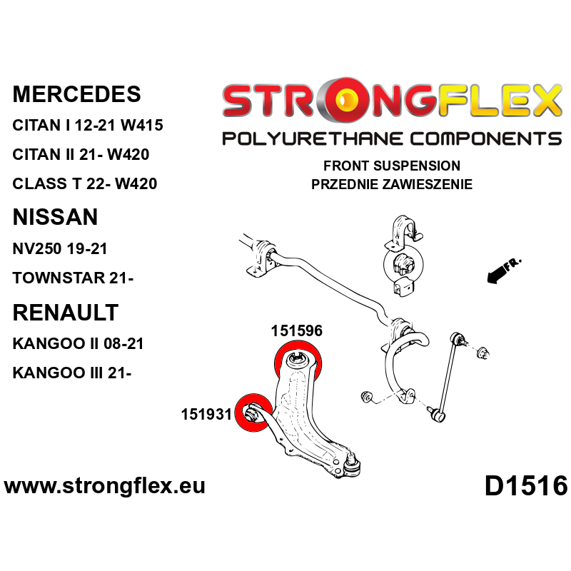 151596A: Front wishbone rear bush SPORT