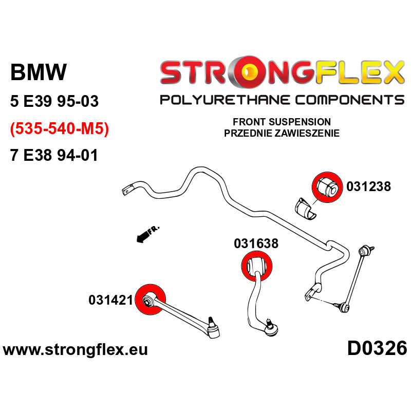031638A: Front lower tie bar to chassis bush 66mm SPORT