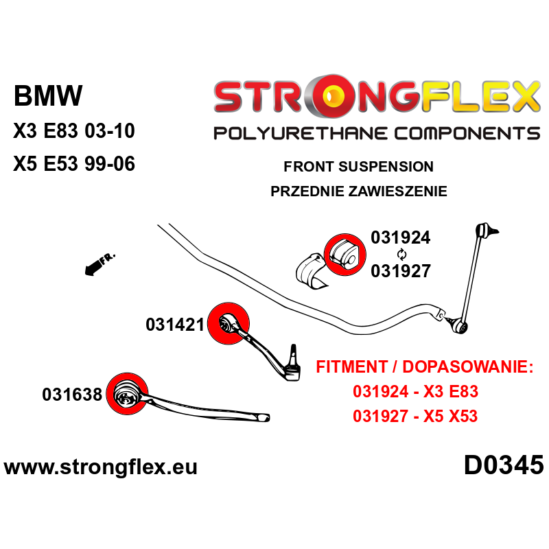 031638A: Front lower tie bar to chassis bush 66mm SPORT