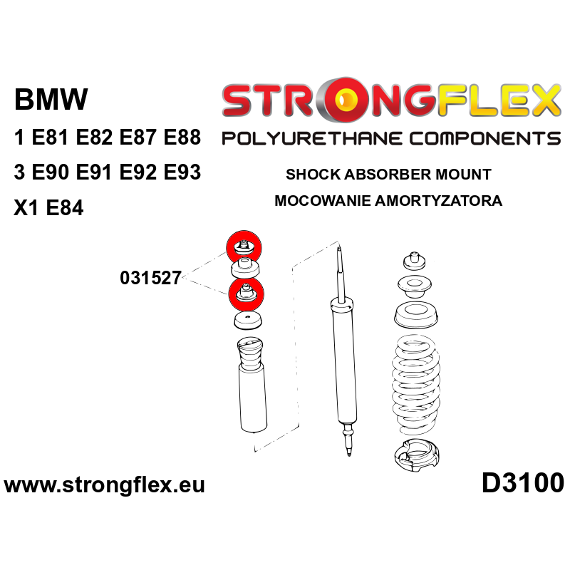 031527A: Rear shock absorber upper mounting bush SPORT