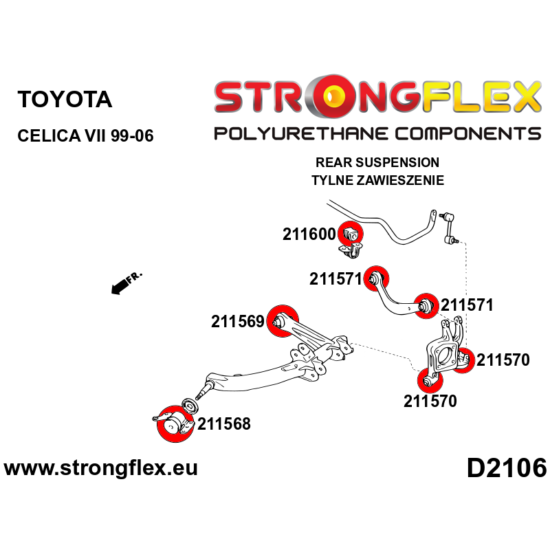 211600A: Rear anti roll bar bush SPORT