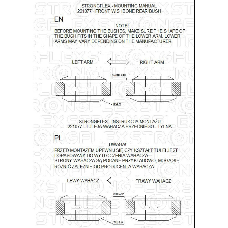 226018B: Front suspension bush kit
