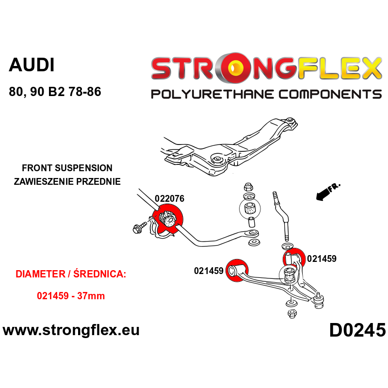 021459A: Front wishbone and rear wishbone bush SPORT