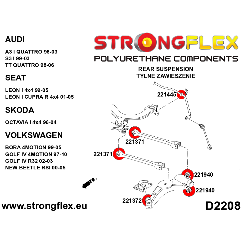 221371A: Rear wishbone inner bush SPORT