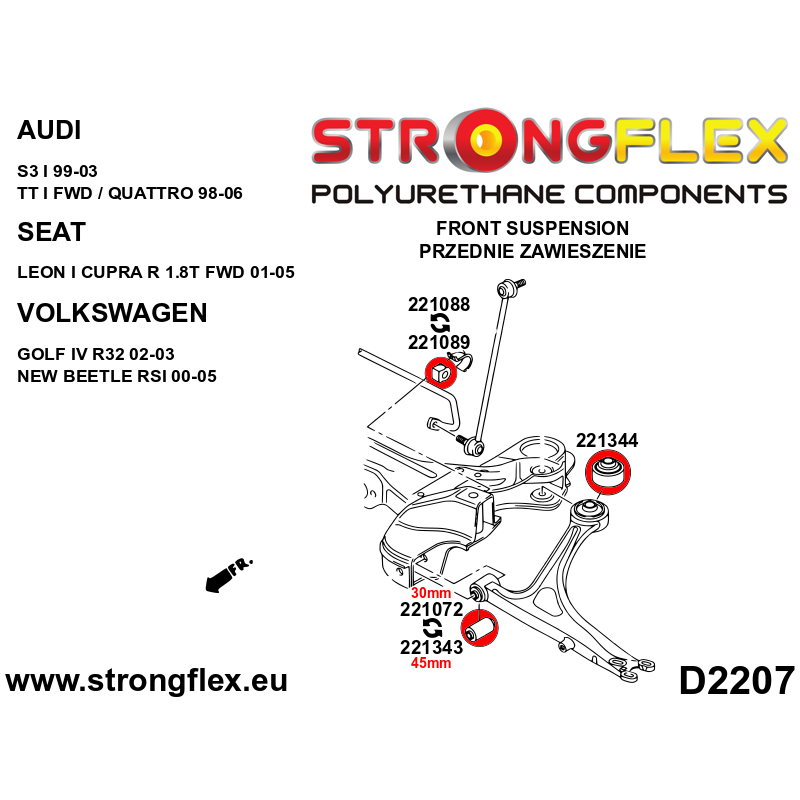 221344B: Front wishbone rear bush