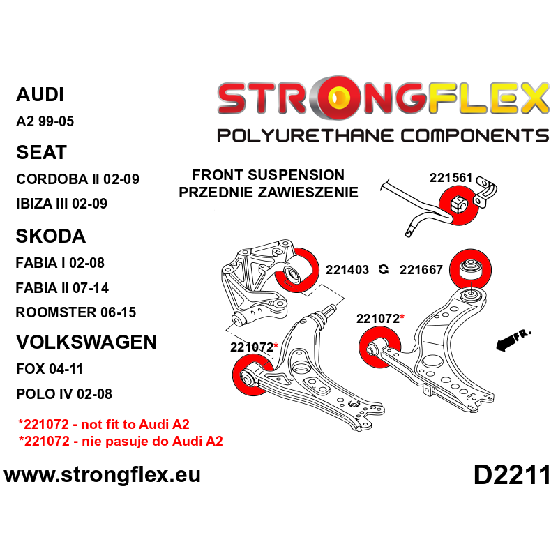 221072A: Front wishbone - front bush 30mm SPORT