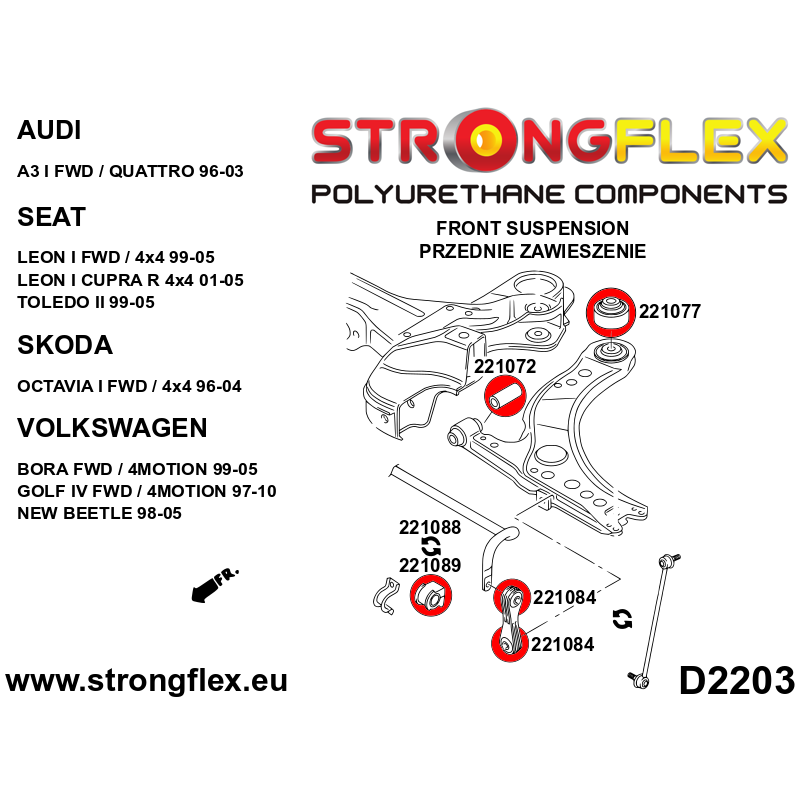 221072A: Front wishbone - front bush 30mm SPORT