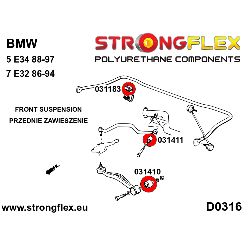 031411A: Front wishbone bush - rear SPORT
