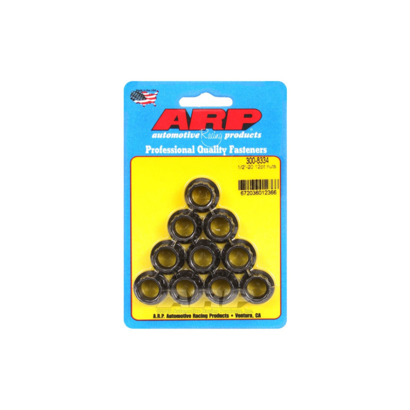 Pack écrous ARP (10) 1/2-20 - Black Oxyde 12 pts