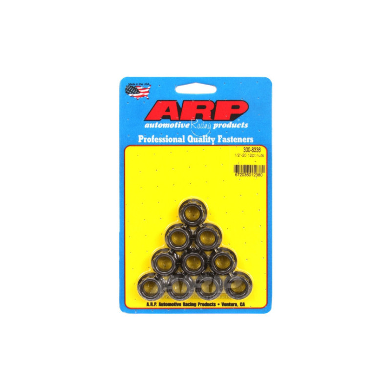 Pack écrous ARP (10) 1/2-20 - Black Oxyde 12 pts