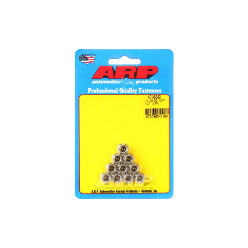 Pack écrous ARP (10) 1/4-20 - Inox 12 pts