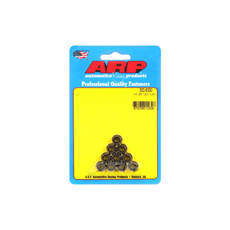 Pack écrous ARP (10) 1/4-28 - Black Oxyde 12 pts