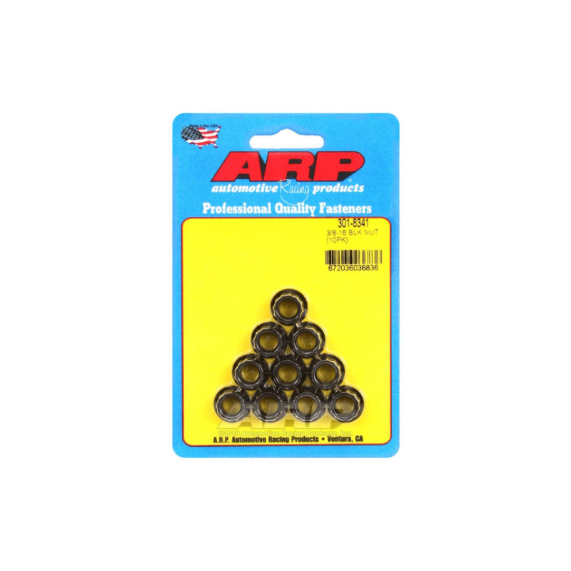 Pack écrous ARP (10) 3/8-16 - Black Oxyde 12 pts
