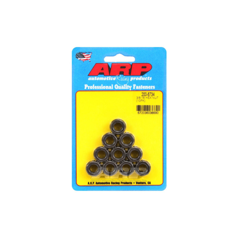Pack écrous ARP (10) 3/8-16 - Black Oxyde Hex