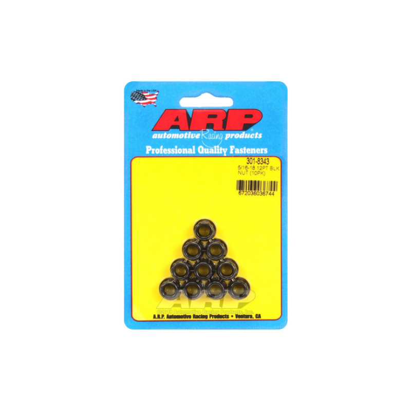 Pack écrous ARP (10) 5/16-18 - Black Oxyde 12 pts