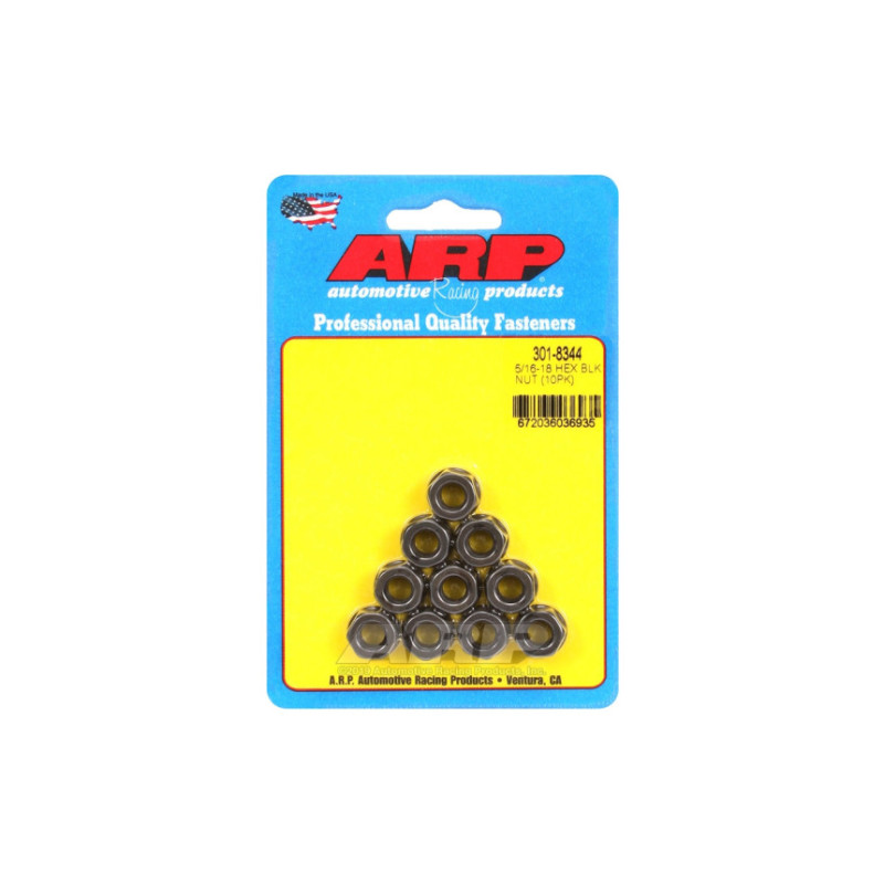 Pack écrous ARP (10) 5/16-18 - Black Oxyde Hex