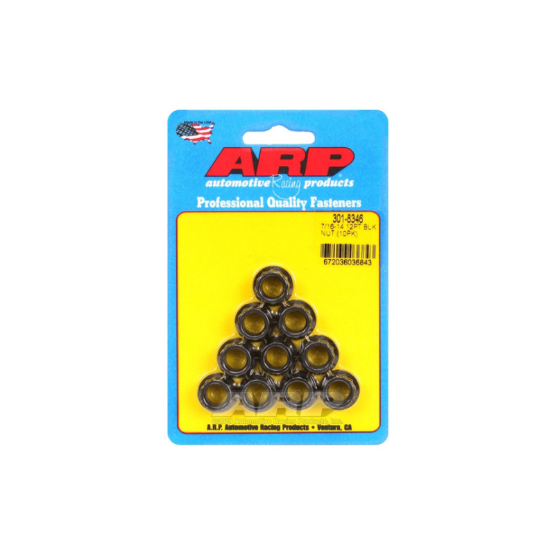Pack écrous ARP (10) 7/16-14 - Black Oxyde 12 pts